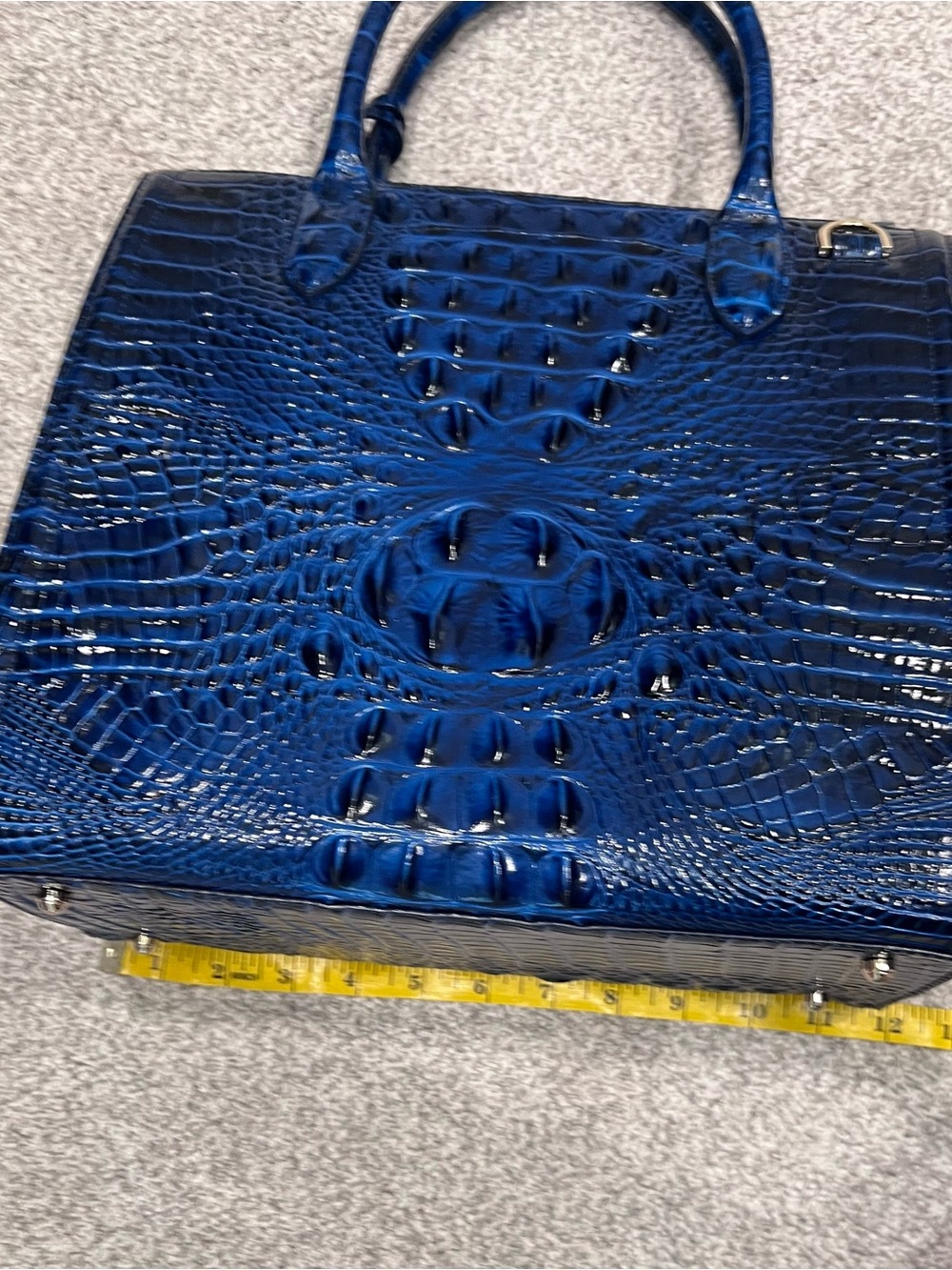 Brahmin Carolina Blue Croc-Embossed Leather Satchel Bag Purse - Picture 10 of 10